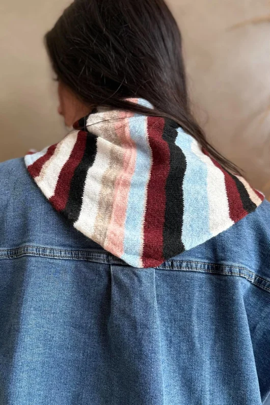 Jonti Stripe Knit Neckerchief Scarf 1 